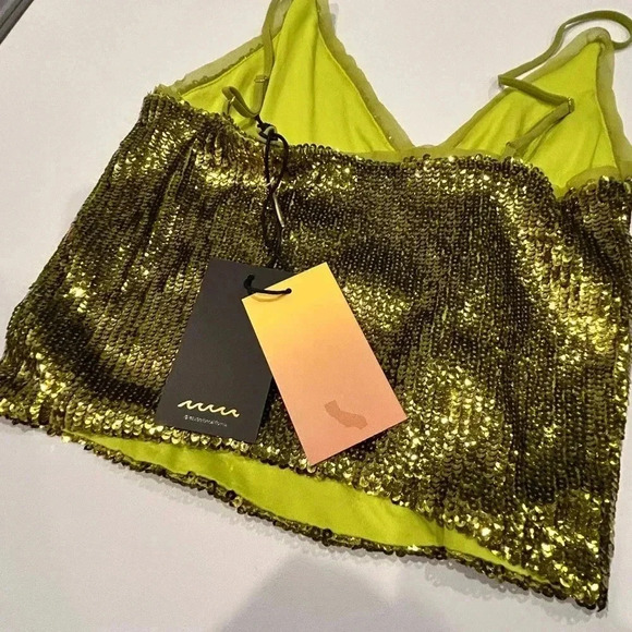LE SUPERBE Lila Sequin Cami in Green Size XS - Picture 5 of 13